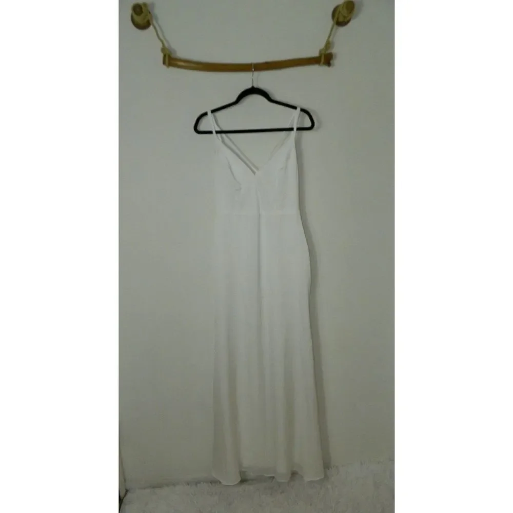 Lulu's Dress‎ Luxe Living White Ivory Satin Backless Maxi Dress Size Medium